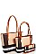 CH-BT2669 SMOOTH TEXTURED MODERN CHECK 3 in 1 FASHION TOTE SET