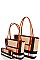 CH-BT2669 SMOOTH TEXTURED MODERN CHECK 3 in 1 FASHION TOTE SET