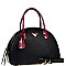 TWO TONE TRIANGLE LOGO DOME SATCHEL