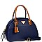 TWO TONE TRIANGLE LOGO DOME SATCHEL