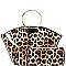 Leopard Print Patent Satchel Wallet Set