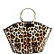 Leopard Print Patent Satchel Wallet Set