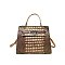 Medium Size Exceptional Crocodile Padlock Multi Tone Satchel