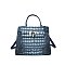 Medium Size Exceptional Crocodile Padlock Multi Tone Satchel