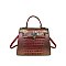 Medium Size Exceptional Crocodile Padlock Multi Tone Satchel