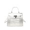 Medium Size Exceptional Crocodile Padlock Multi Tone Satchel
