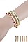 PACK OF 12 CHIC ASSORTED COLOR GOLD CHAIN ACRYLIC STONE BRACELET