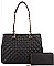 2 IN 1 FASHION  QUILTED TOTE BAG WALLET SET