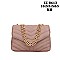 Large Size Chevron Embossed CHAINED Shoulder Bag