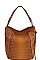 CHILL CROCO PATTERN CONVERTIBLE BUCKET HOBO BAG