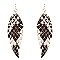 CE1108-LP Snake Print Embossed Leather Feather Shape Earring