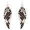 CE1108-LP Snake Print Embossed Leather Feather Shape Earring
