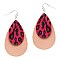 Stylish Leopard Print Accent Layered Leather Teardrop Earrings MH-CE1158-1