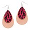 Stylish Leopard Print Accent Layered Leather Teardrop Earrings MH-CE1158-1