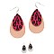 Stylish Leopard Print Accent Layered Leather Teardrop Earrings MH-CE1158-1