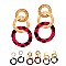 Leopard Print Leather Metal Ring Linked Earring MH-CE1291
