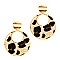 ROUND LEOPARD PRINT LEATHER POST EARRING