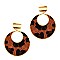 ROUND LEOPARD PRINT LEATHER POST EARRING