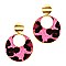 ROUND LEOPARD PRINT LEATHER POST EARRING