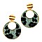 ROUND LEOPARD PRINT LEATHER POST EARRING