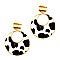 ROUND LEOPARD PRINT LEATHER POST EARRING
