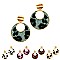 ROUND LEOPARD PRINT LEATHER POST EARRING