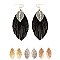 Metallic Leather Feather Marquise Filigree Earring MH-CE1694