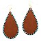CE1718-LP Whip-stitched Handmade Teardrop Leather Earring