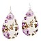 CE1727-LP Flower Print Teardrop Leather Earring