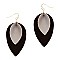 Stylish 2-Tone Layered Leaf Shape Leather Earrings MH-CE1734