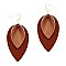 Stylish 2-Tone Layered Leaf Shape Leather Earrings MH-CE1734
