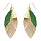CE1750-LP Mini Tassel Accent Leaf-Shape Accent Color Leather Earring