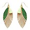 CE1750-LP Mini Tassel Accent Leaf-Shape Accent Color Leather Earring