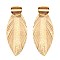 Leather Feather Metal Post Earring
