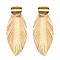 Leather Feather Metal Post Earring