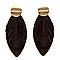 Leather Feather Metal Post Earring