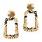 Trendy Snake Print Square Open-cut Leather Metal Post Earrings MH-CE1939