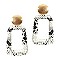 Trendy Snake Print Square Open-cut Leather Metal Post Earrings MH-CE1939