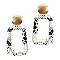 Trendy Snake Print Square Open-cut Leather Metal Post Earrings MH-CE1939