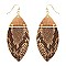 Metal Top Snake Print Marquise Leather Earring