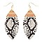 Metal Top Snake Print Marquise Leather Earring
