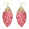 Metal Top Snake Print Marquise Leather Earring