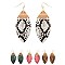 Metal Top Snake Print Marquise Leather Earring