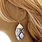 Metal Top Snake Print Marquise Leather Earring