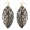 Trendy Snake Print Leather Feather Theme Marquise Earrings MH-CE1995