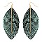 Trendy Snake Print Leather Feather Theme Marquise Earrings MH-CE1995