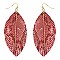 Trendy Snake Print Leather Feather Theme Marquise Earrings MH-CE1995