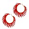 Chic Pigskin Leather Fringed Hippie Hobo Hinge Hoop Earring MH-CE2250