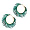 Chic Pigskin Leather Fringed Hippie Hobo Hinge Hoop Earring MH-CE2250
