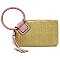 Fashion Straw Cuff Handle Tassel Wristlet Clutch